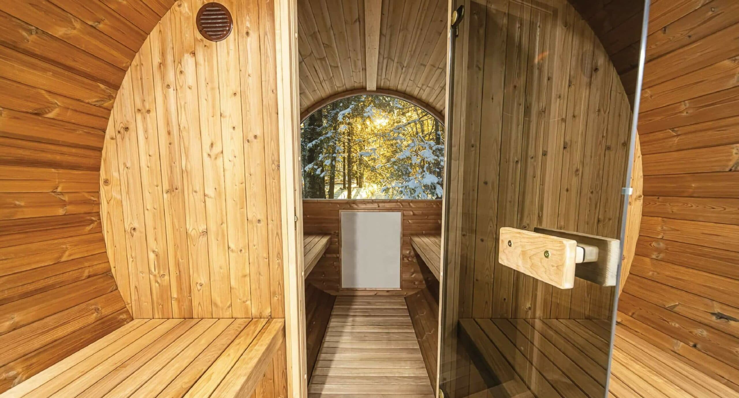 Person relaxing in a Hekla sauna