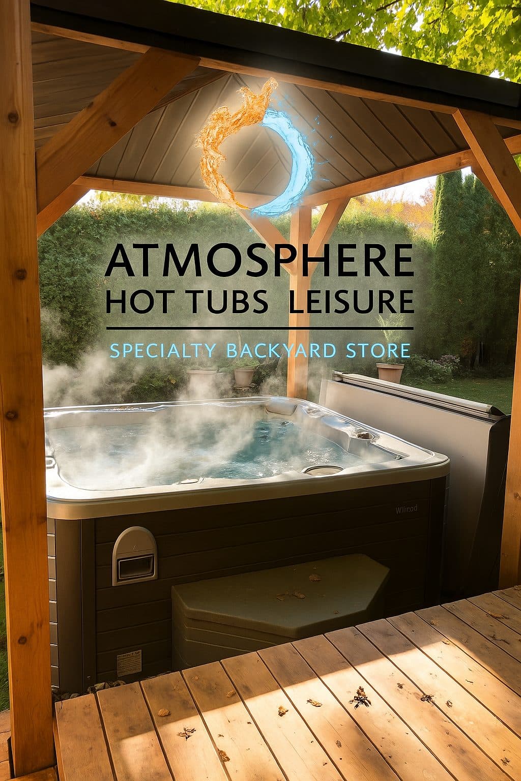 Atmosphere Hot Tubs branded gazebo display